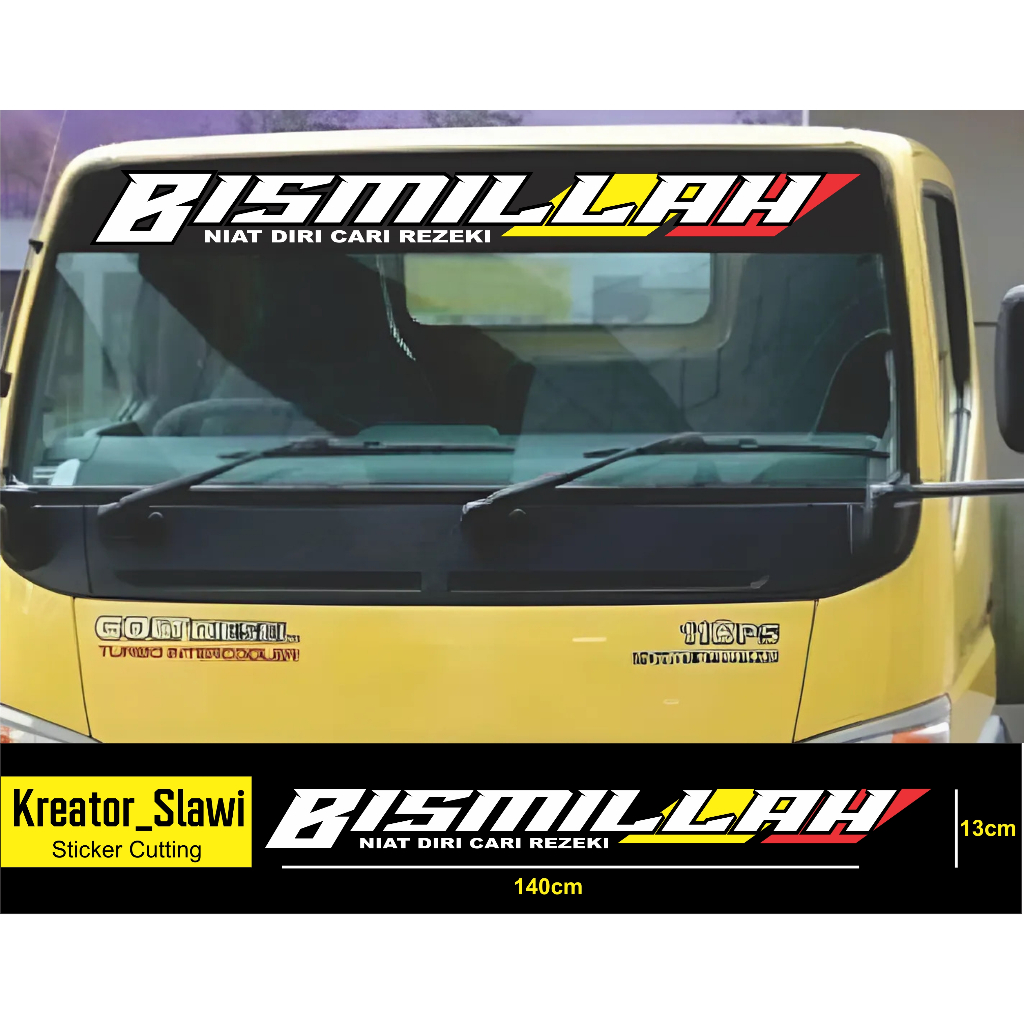 sticker kaca mobil truck kabin bismillah