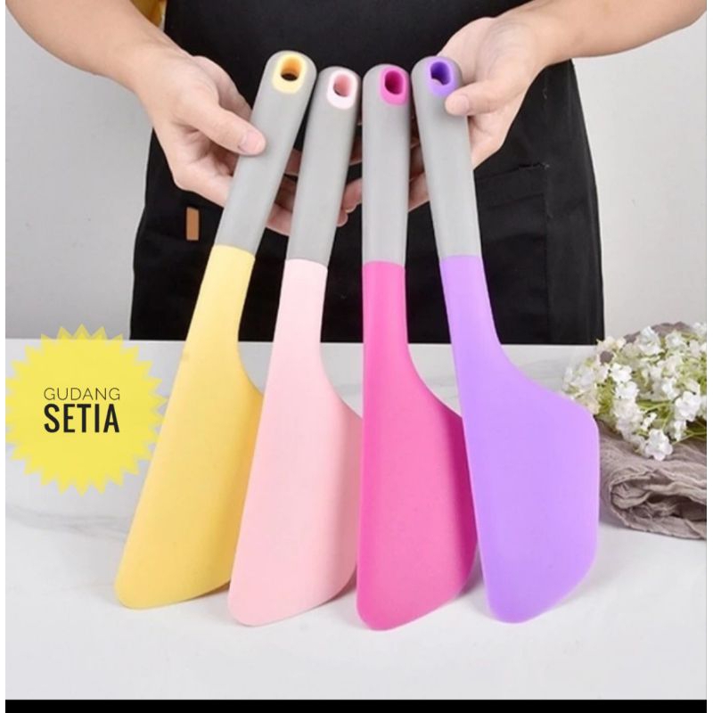 spatula Silikon jumbo/pisau spatula kue olesan mentega Butter cream-pink