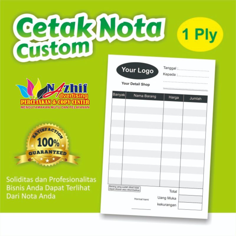 

CETAK NOTA CUSTOM | 1 RIM 1 PLY FREE DESIGN