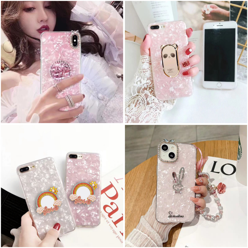 Crystal Case & Diamond Pop Socket Oppo Reno 6 4G Reno 6 5G Reno 7 4G Reno 8 4G Reno 8T 4G