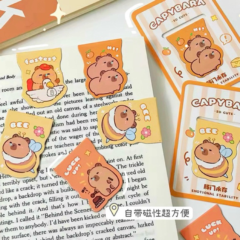 

pembatas buku magnet motif capybara boneka lucu / penanda buku baca novel sekolah kuliah kerja / stationery kantor alat tulis stationary murah anak anak kekinian viral BUKU01