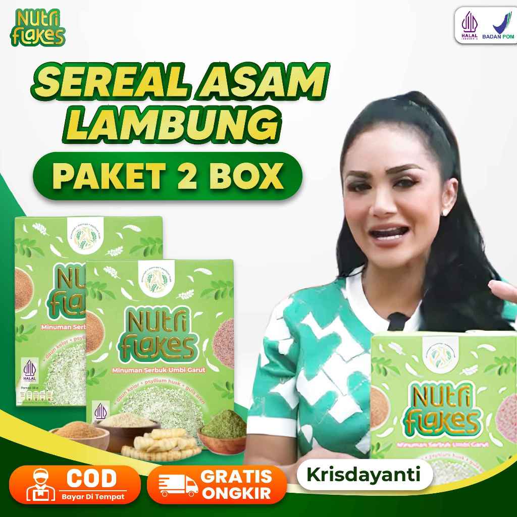 

PAKET 2 BOX NUTRIFLAKES SOLUSI ASAM LAMBUNG SEREAL SEHAT UMBI GARUT EKSTRAK DAUN KELOR SUSU ETAWA