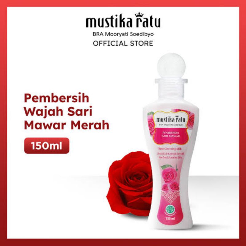pembersih mawar merah mustika ratu 150 ml pembersih wajah make up