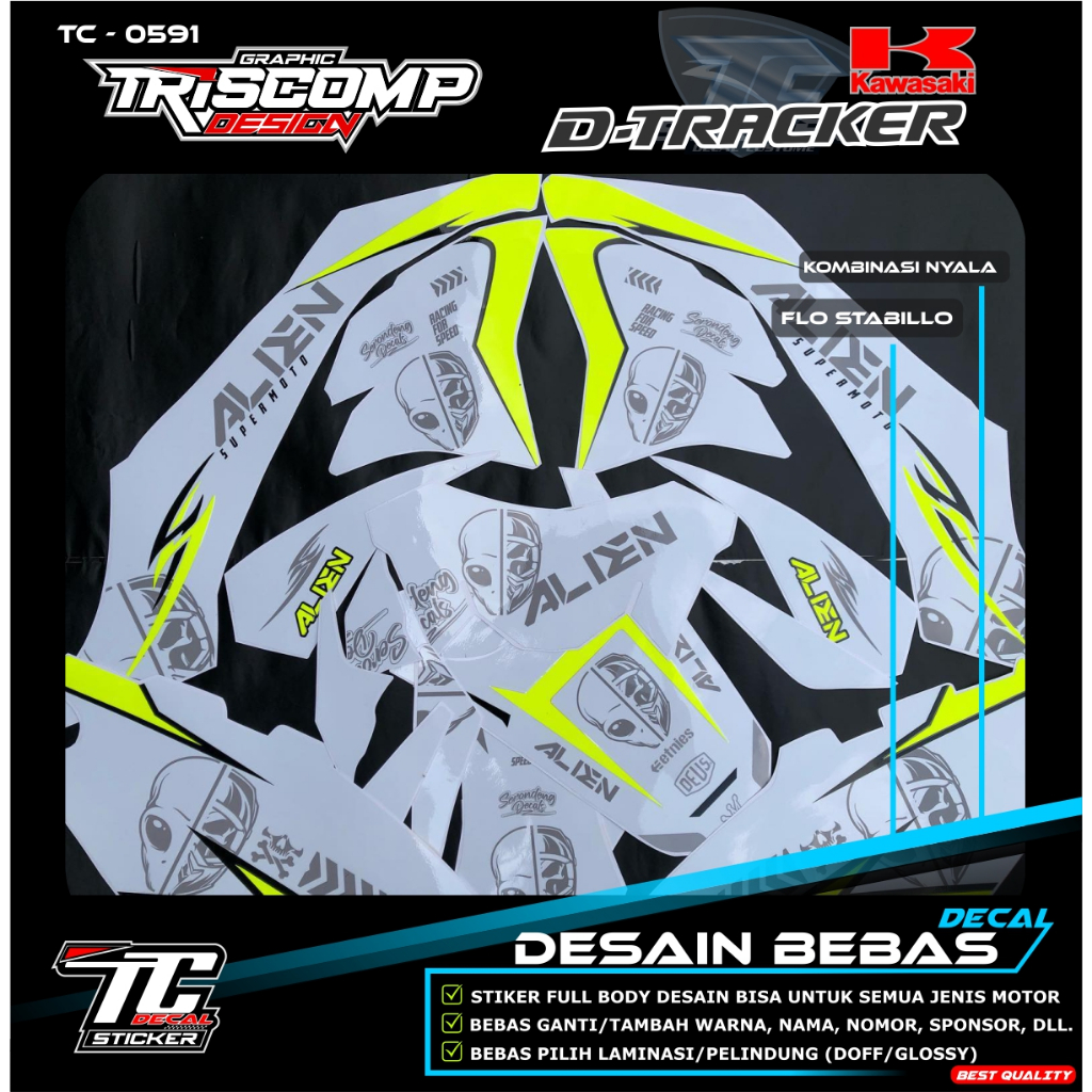 Sticker  viral decal dtracker 150 new kombinasi flo stabillo stiker timbul desain custom bisa reques