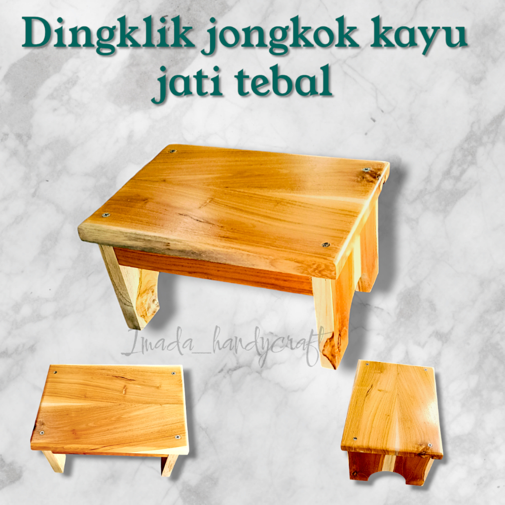 IMD Bangku Kursi Kayu Jongkok  Dingklik Kayu Jati tebal dan pilihan Serbaguna