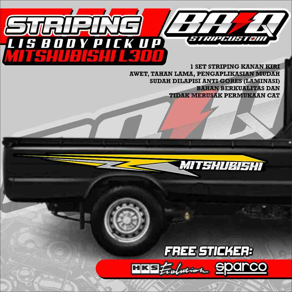 STIKER STRIPING BAK SAMPING L300 PICKUP STIKER BAK SAMPING L300 MOTIF MITSUBISHI