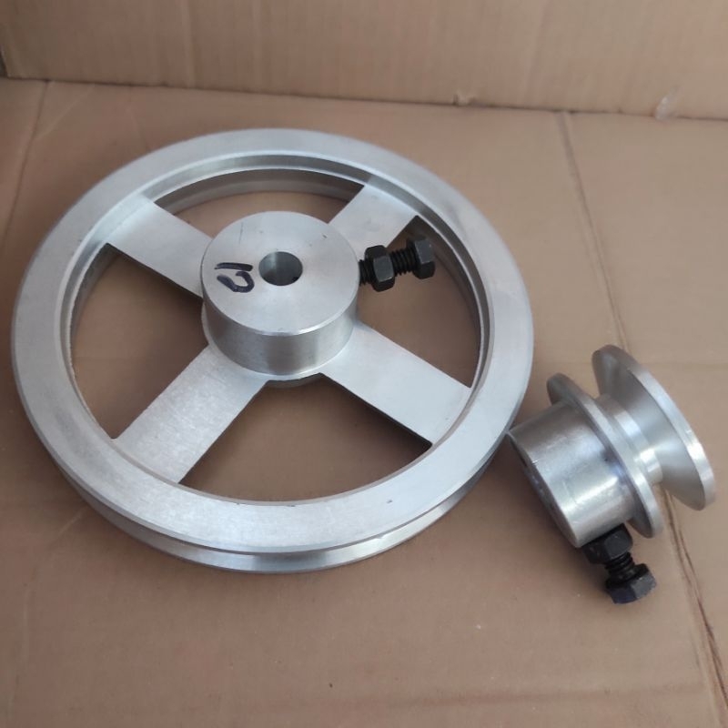 Paket Pulley Dinamo 2" dan Pully Penggerak 6" as 12mm Alumunium