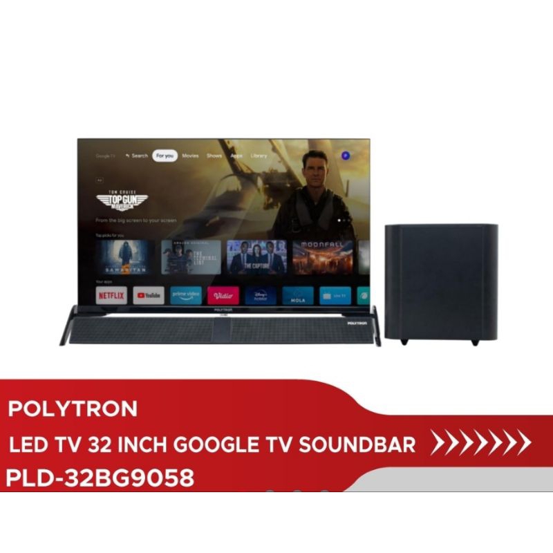 (Khusus Wilayah Kota Palembang) LED TV 32 Inch Polytron HD Ready GOOGLE TV SOUNDBAR PLD-32BG9058,LED