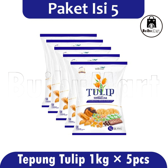 

[ Paket Isi 5 ] Tepung Terigu Tulip Serbaguna 1kg -5ps