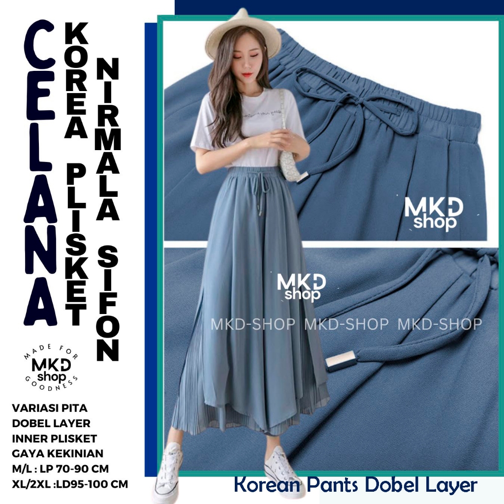 Celana Panjang Sifon Gaya Korea Nirmalla / Stice Pants Celana Kulot Dobel Layer Nirmalla - MKD SHop
