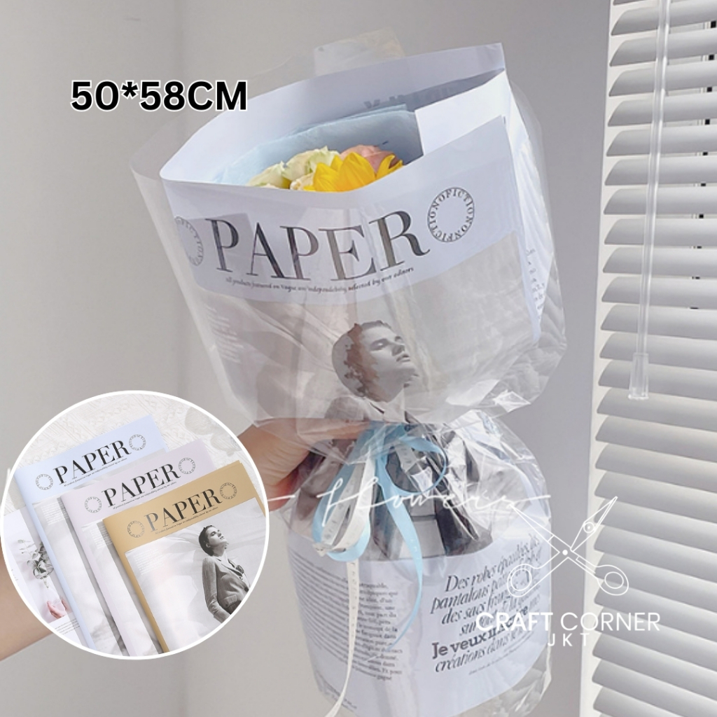 

[5 LBR] Flower Wrapping Paper Koran Newspaper Kraft Cellophane Pembungkus Bunga 50*58cm