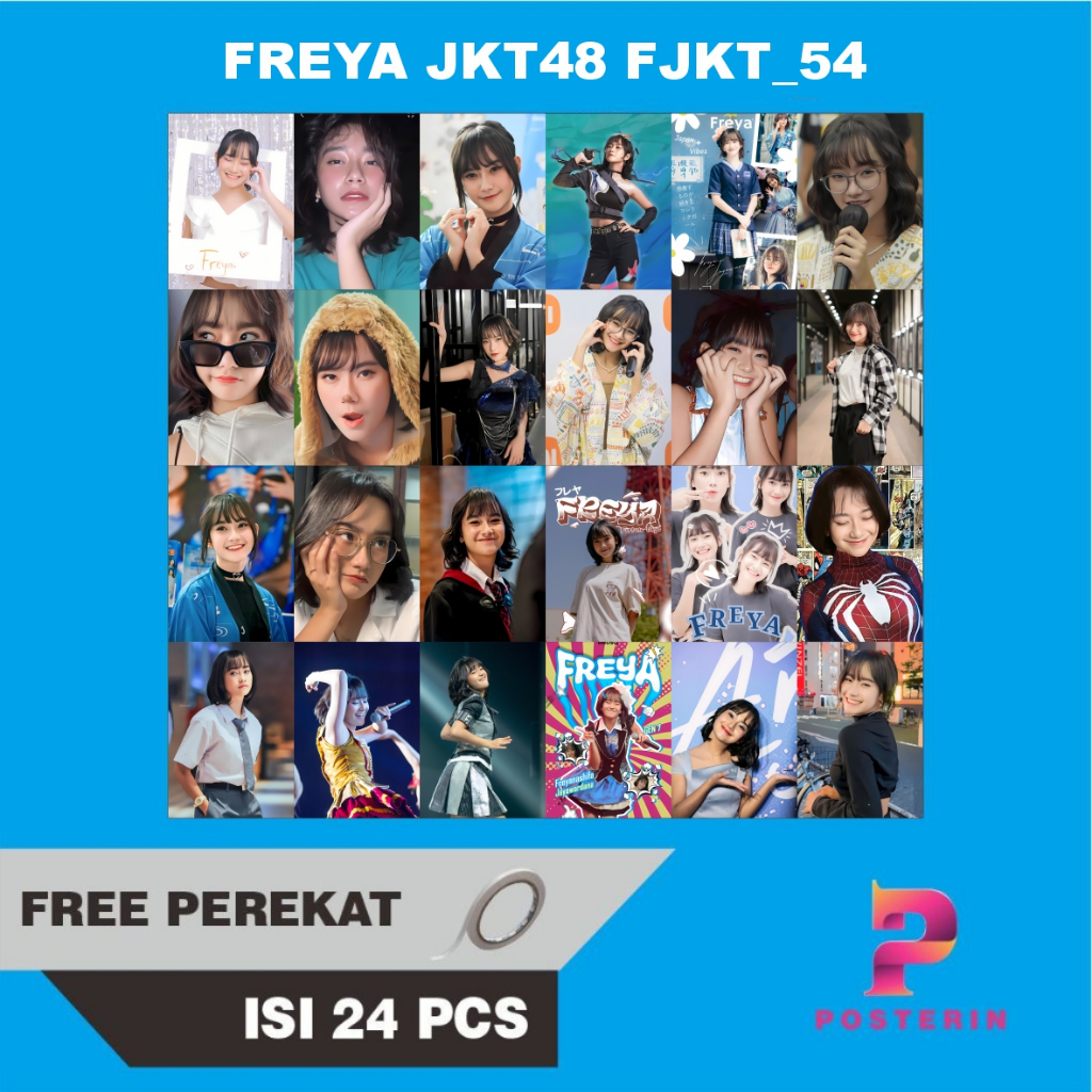 Poster Dinding Freya JKT48 Aesthetic Vintage Tinggal Pasang  Isi 24 Pcs Free Perekat