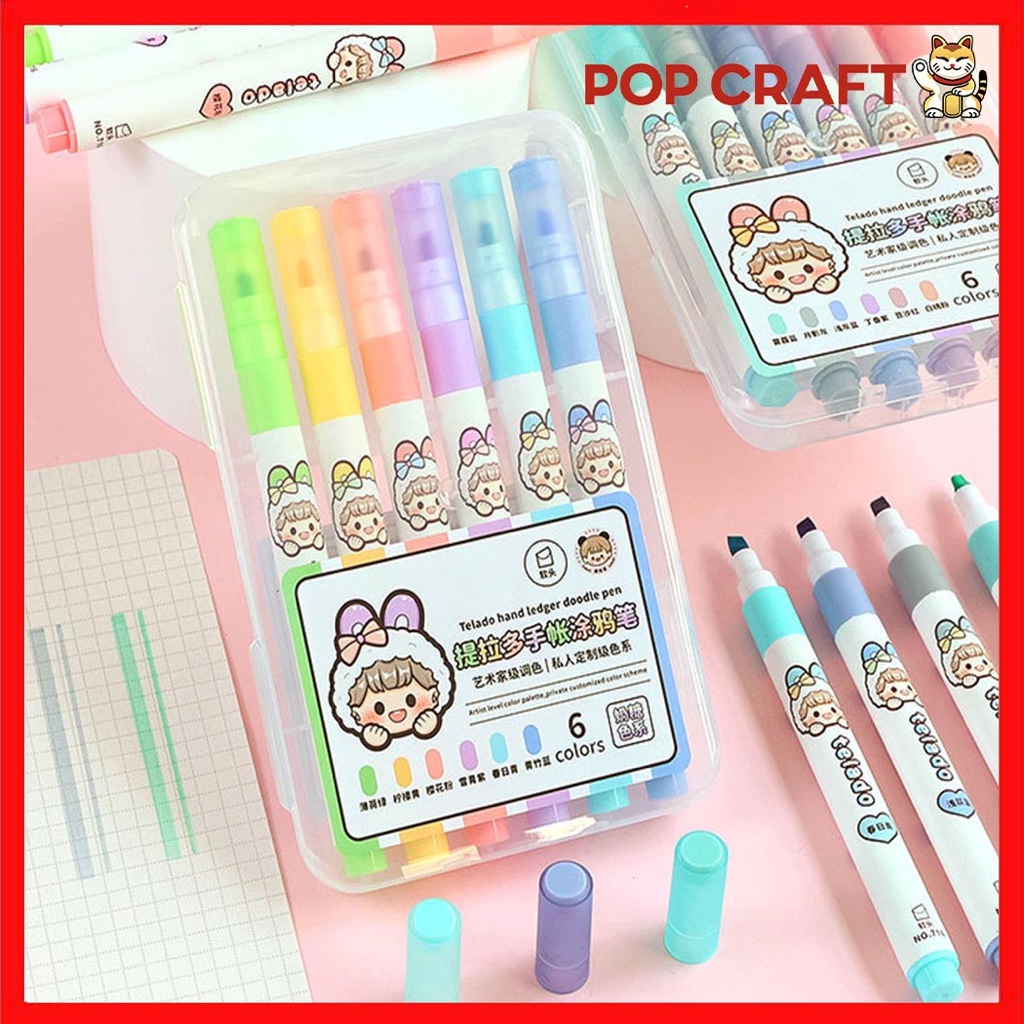 

PC Highlighter 6 Warna Pastel Doodle Pen 1 Set 6 Pcs Buat Jurnaling Dodogirl Set Stationery TLD137