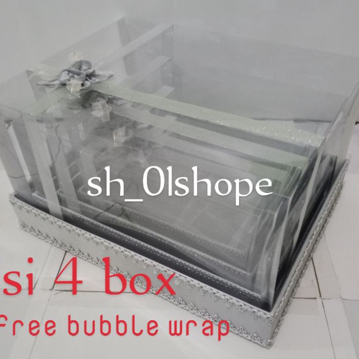 

PROMO TERUPDATE Kotak Hantaran Pernikahan mika pita silang 1 set isi 4 box ukuran JUMBO