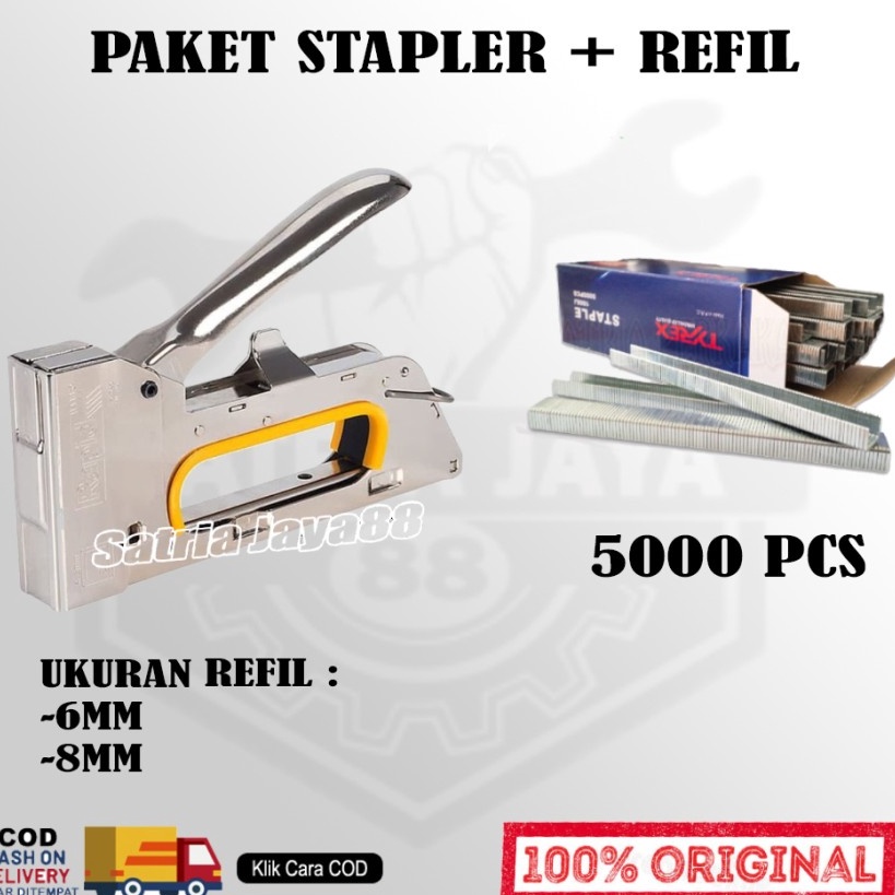 

READY GAN PROMO TERMURAH Paket Stapler Tembak ukuran isi refil refill 6 8mm Cekrekan Stepler Motor Pengokot Hekter Tacker Staples Sofa Staples Jok BELTER 2 IN1 414MM TERMURAH