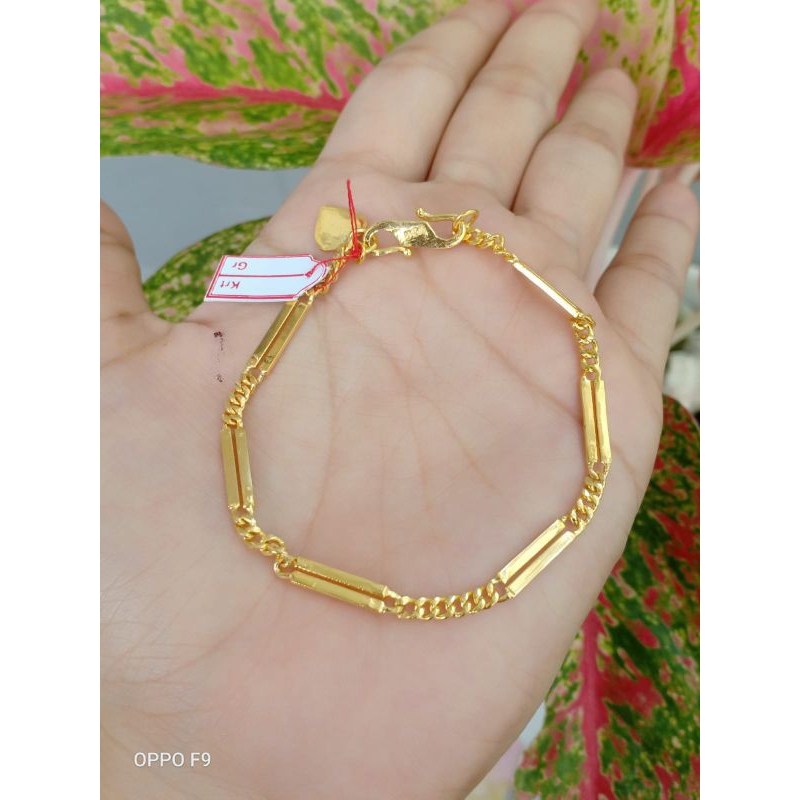 gelang dewasa bahan perak lapis emas 22 karat