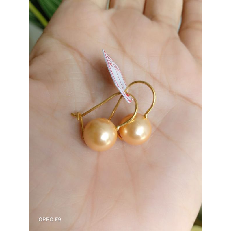 anting dewasa mutiara tawar lombok ntb rangka perak lapis emas 22 karat
