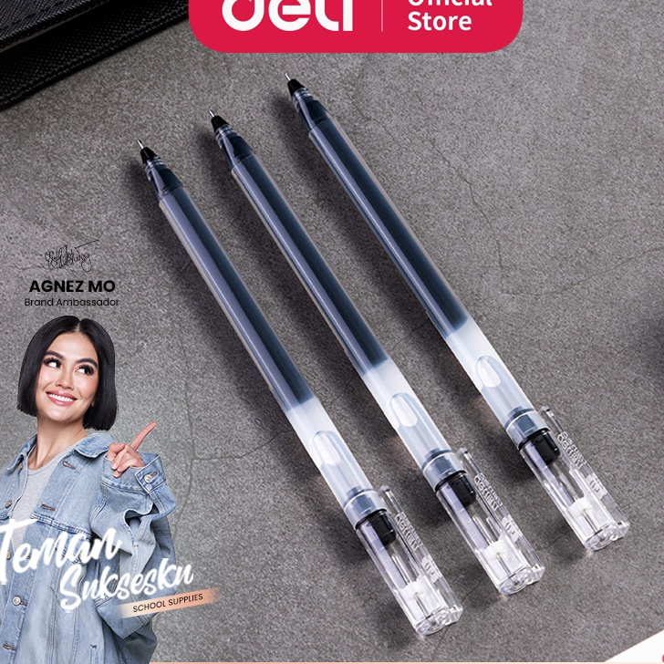 

TERJAMIN BAGUS Deli Gel Pen Pulpen Gel 5mm Tinta Hitam Isi 12 pcs Penulisan Halus Isi Tinta 2 Kali dari Pulpen Biasa A127