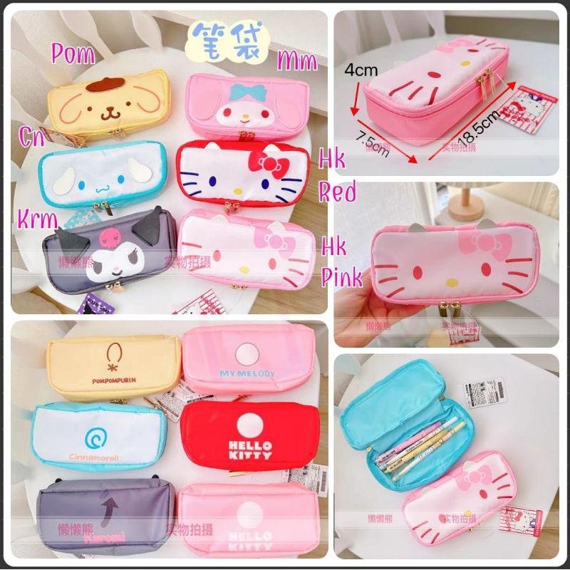 

Pouch pensil, tempat pensil resleting, dompet makeup brush kuromi melody cinnamoroll hellokitty uk17x4x7.5