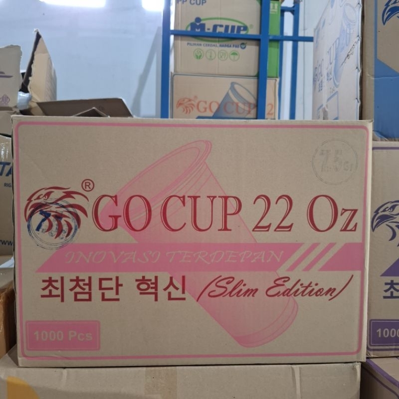 Gelas plastik 22oz slim polos 1dus grosir-cup PP