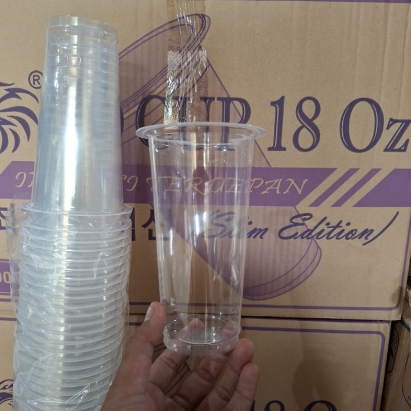 

2Xbtygneal Sakha Snack ) Gelas Plastik 18Oz Slim Datar Polos 1Dus-Cup Pp
