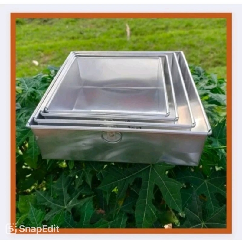 loyang bolu kotak/ loyang persegi/ loyang lapis tinggi 7cm tebal 0,4mm ukuran 14x14x7cm, 16x16x7cm