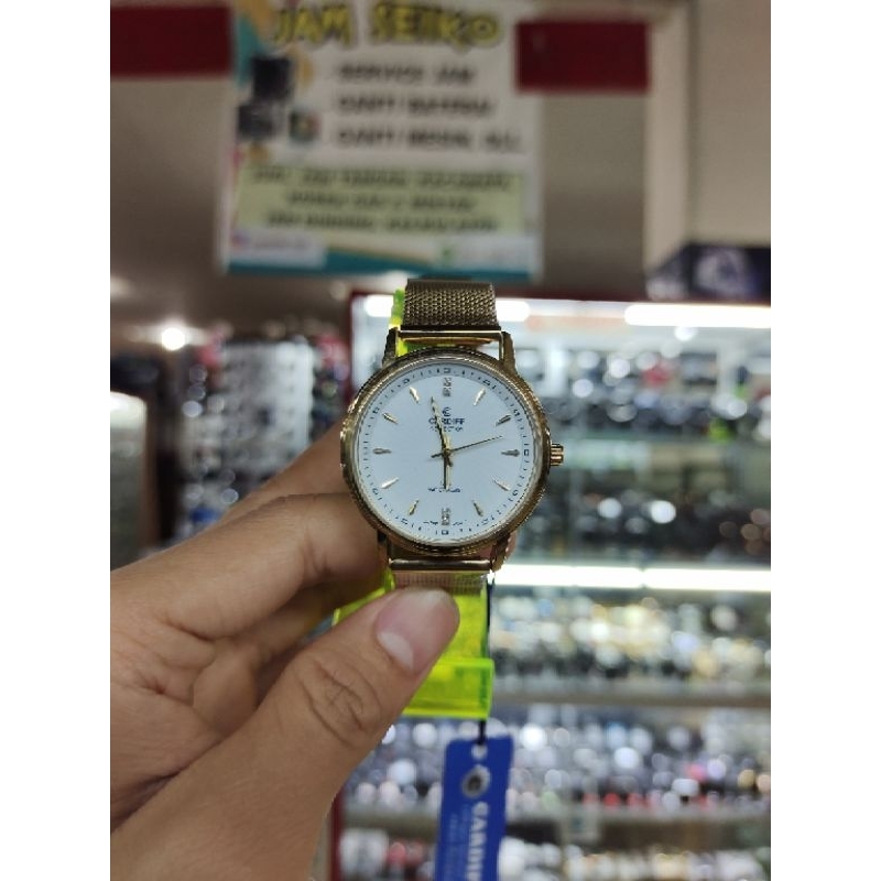 Jam Tangan Cewe Cardiff Original Rantai Tali Pasir Kuning Polos Bulat Tahan Air 3 Atm Part 2