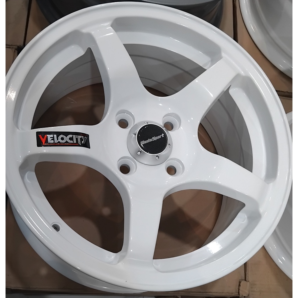 VELG RACING ROSSI VELOCITY WARNA WHITE GLOSS RING 15 LEBAR 7.0 LOBANG 4.4 PCD 100 ET 38