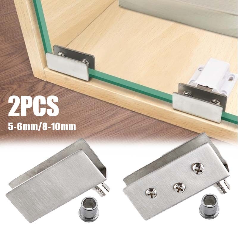 2pcs Engsel Kaca Jepit Engsel Jepit Kaca Ke Kaca Engsel Kaca Lemari Stainless Steel M