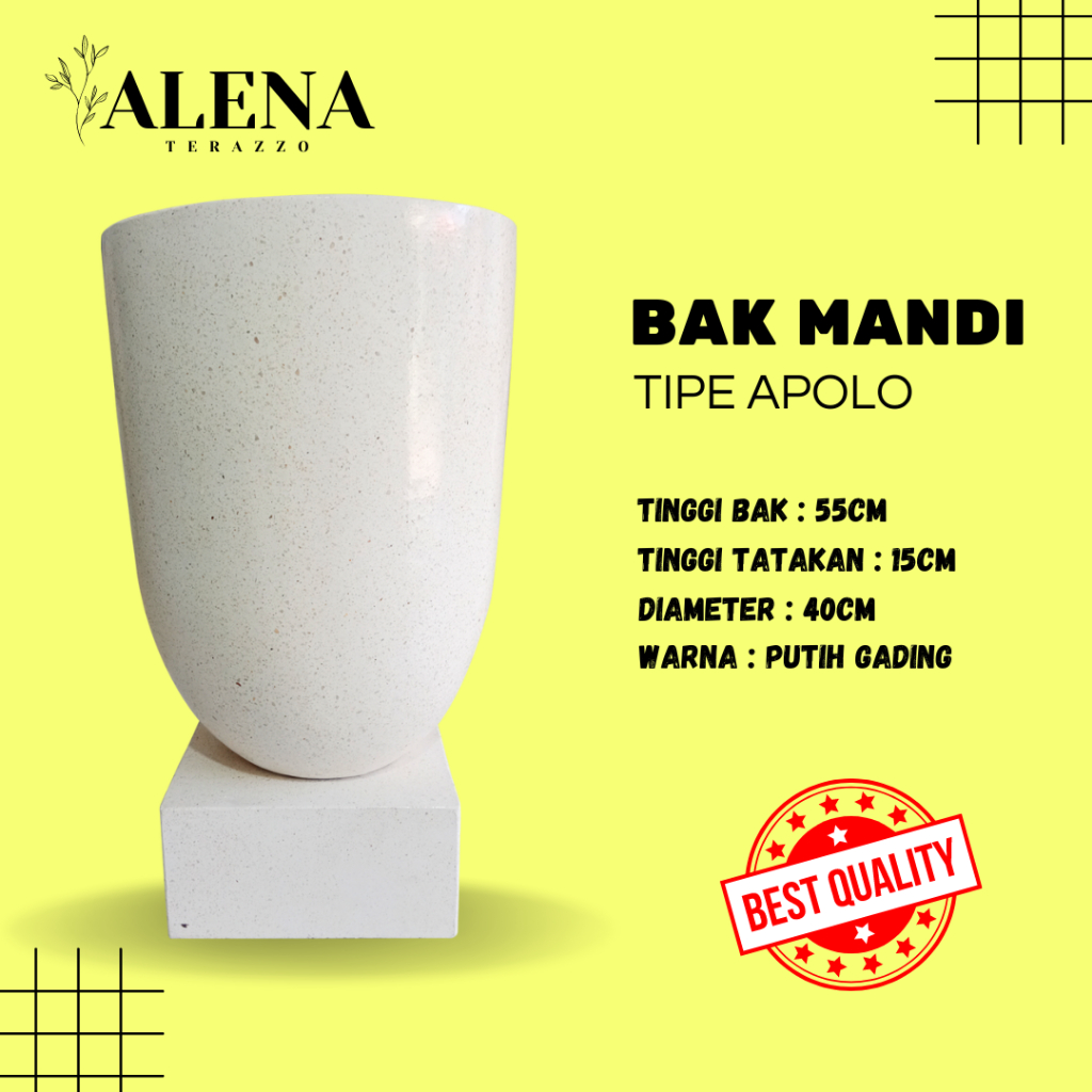 ALENA TERAZZO BAK MANDI KERAMIK TIPE APOLO  UNTUK KAMAR MANDI MINIMALIS | BAK MANDI MINIMALIS MARMER