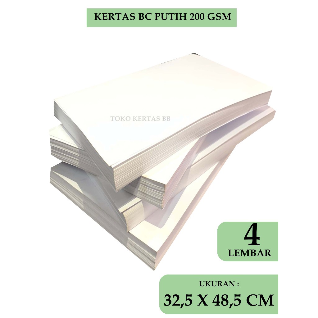 

KERTAS MANILLA / KERTAS BC WARNA PUTIH 200 GSM UKURAN : 32 ,5 X 48,5 CM , 4 LEMBAR