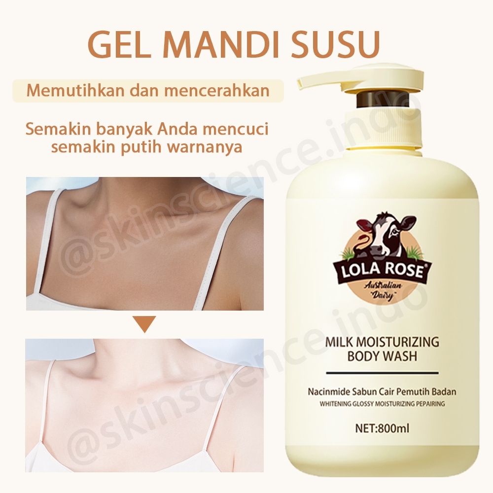 【BPOM】【LOLA ROSE】Whitening Body Wash Sabun Cair Pemutih Badan Permanen Mandi Susu Pemutih Badan Spa 