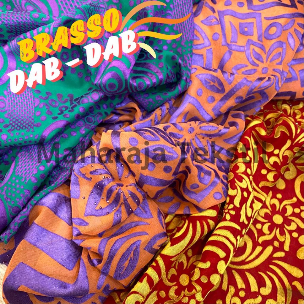 Kain Brasso Dab dab / Bahan Chiffon Sari Premium / Bahan Baju Brasso / Kain Sari ( Harga per 0.5 met