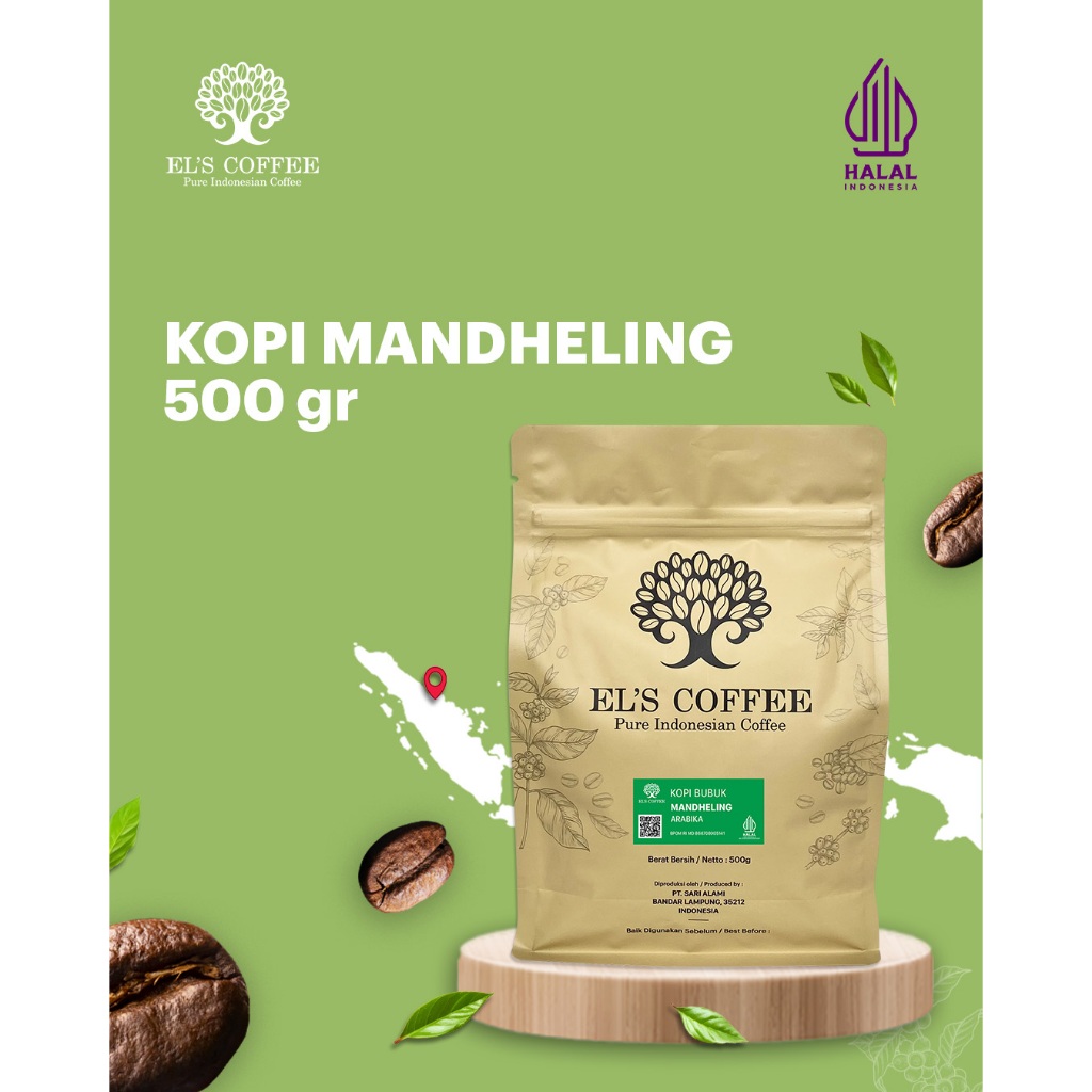 

EL'S COFFEE Mandheling Arabika 500Gr Pure Indonesia Coffee Beans / Fine / Course Roasted Kopi A1812