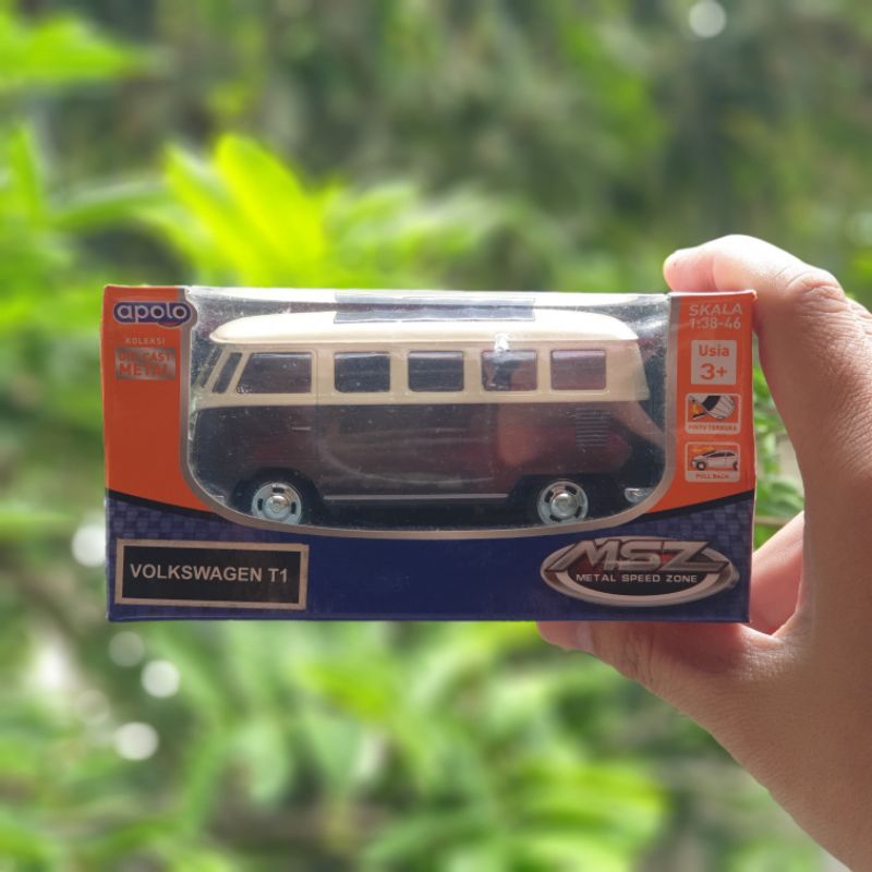 APOLO MSZ VW VOLKSWAGEN T1 COKLAT BROWN SKALA 1:46 PULL BACK