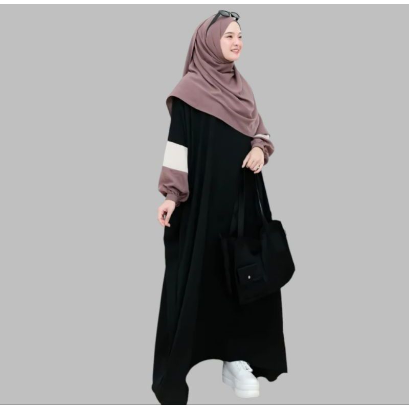 Abaya Set Hijab Gistari Bahan Crinkle Airflow Size S-XXL Fashion Muslim