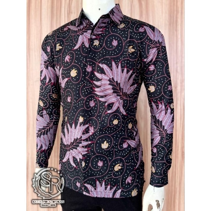 Kemeja Batik Pria Melati Ungu Lilac Batik Katun Mikro