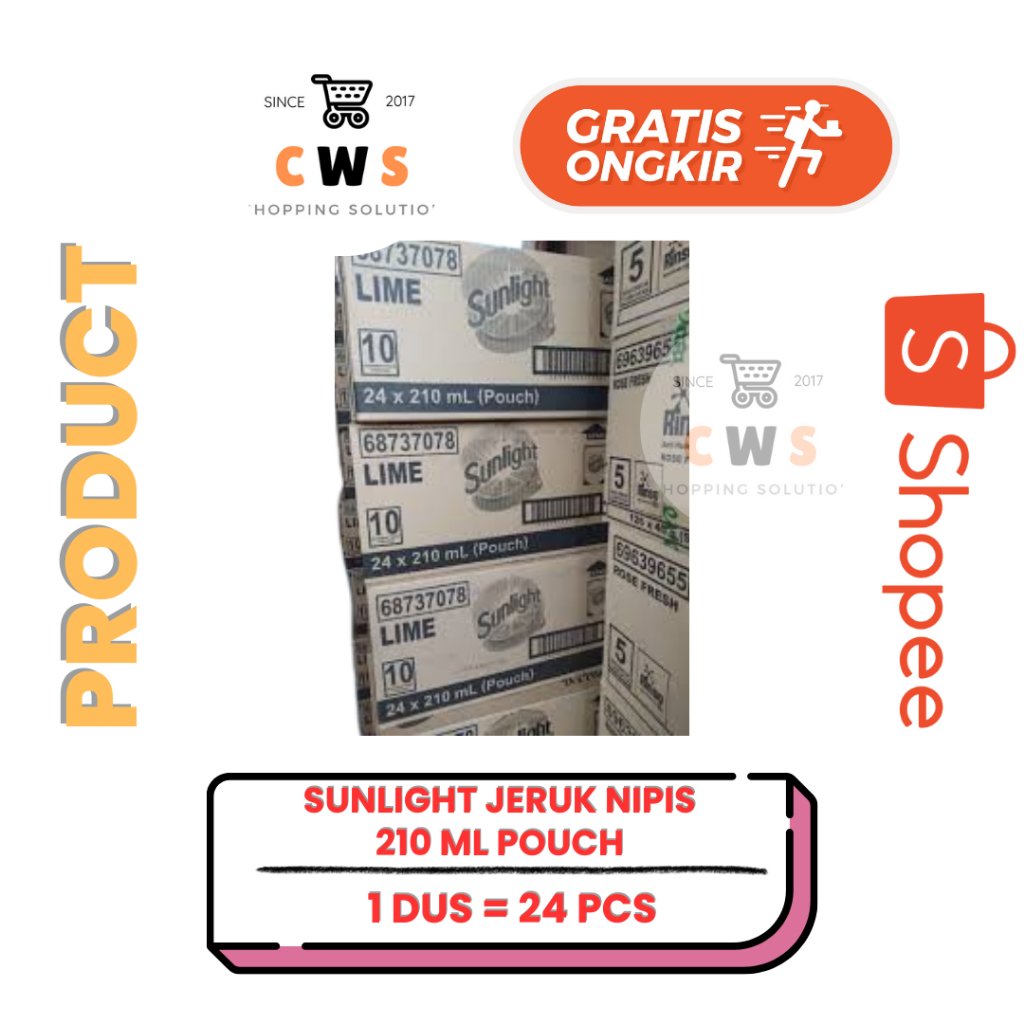 SUNLIGHT 5000 Jeruk Nipis Sabun Cuci Piring Cairan Pencuci 210 ml Pouch Murah - 1 Dus / 24 Pcs