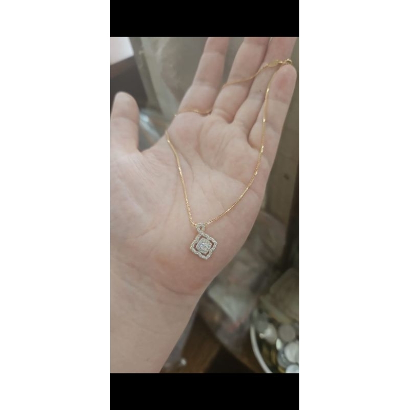 kalung italy bintang permata putih emas asli 375 8k