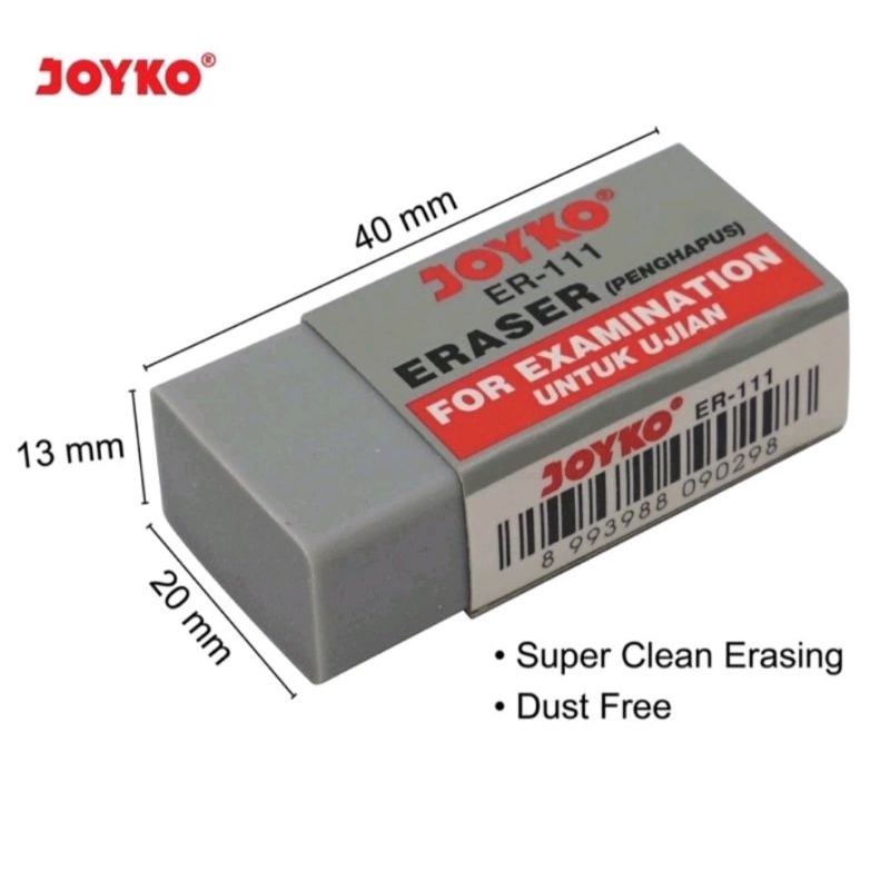 

HSS_PENGHAPUS PENSIL UJIAN EXAK GRADE ERASER JOYKO ER-111 ABU ABU GRAY BERKUALITAS
