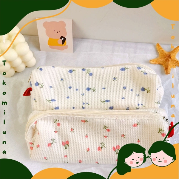 

Kotak pensil tempat pensil vintage flower motif bunga kecil lucu cute estetik HB1423