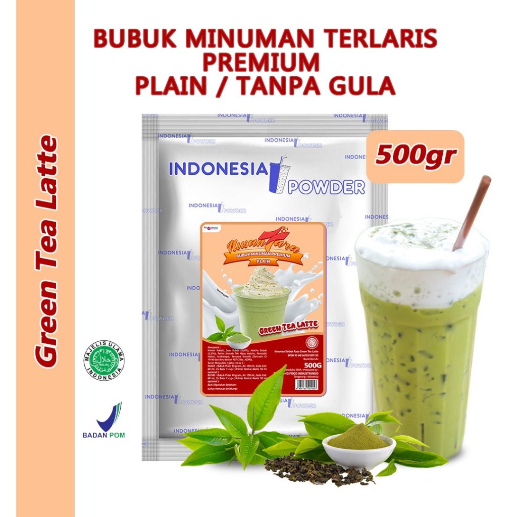 

NUSANTARA Bubuk Minuman Instant Premium Plain Tanpa Gula Horeca Rasa Matcha Latte / Green Tea Jepang 500 Gr Omura Powder