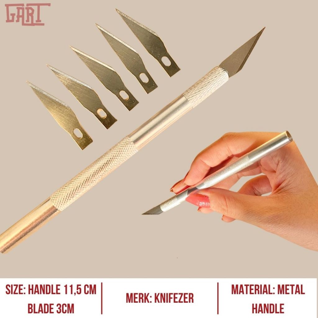 

CUTTER PEN & 5pcs BLADE - Crafting Knife - Knife Pen - Silet Kecil Journaling Sticker