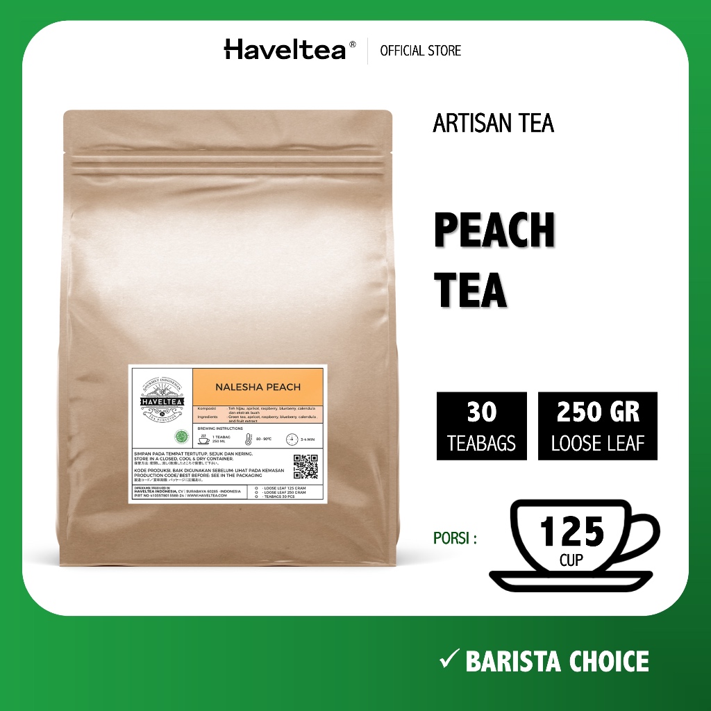 

NALESHA PEACH | Pouch | Haveltea | Teh Hijau Peach Aprikot | Fruit Tea