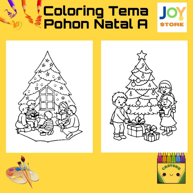 

Kertas Gambar Mewarnai Anak ukuran A4 dan A5 150 gsm - Coloring Paper Tema Pohon Natal A Toko Joy Store