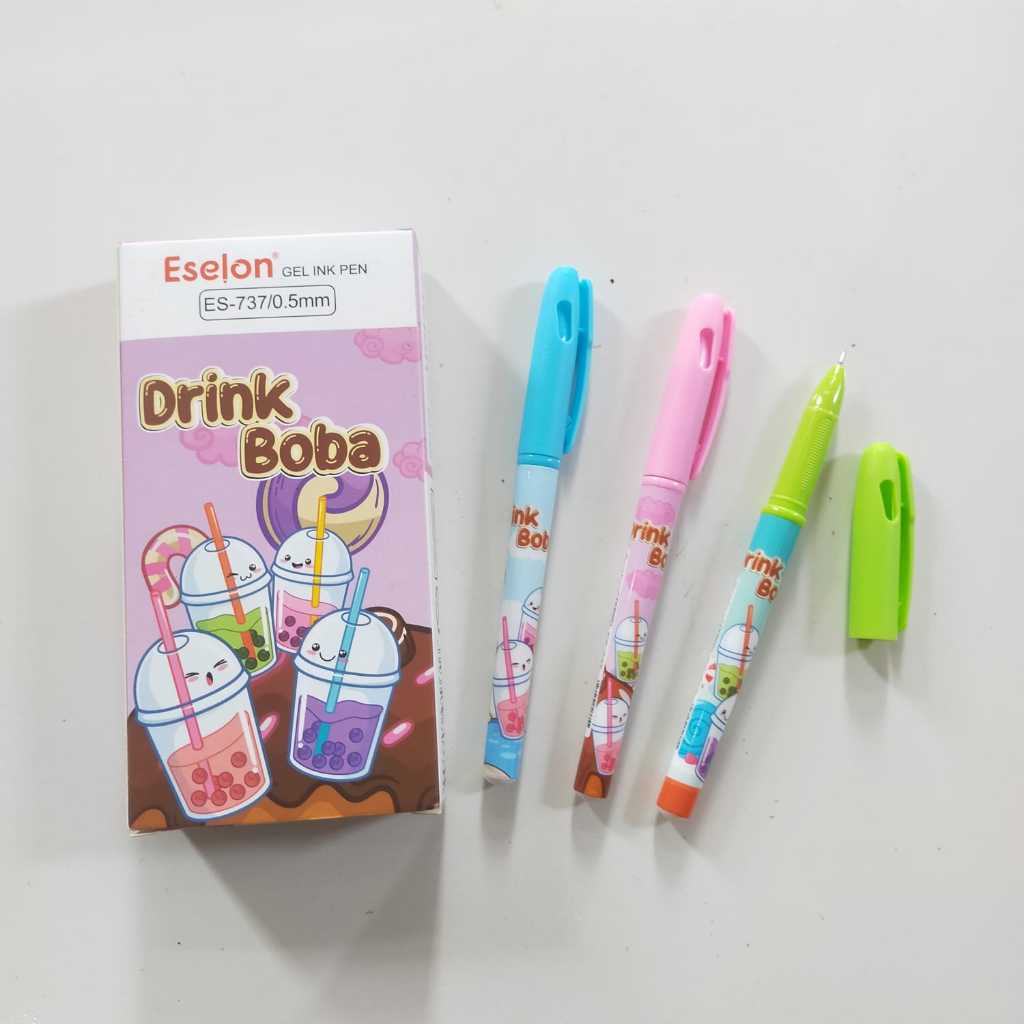 

1 Pack 12 Pcs Pulpen Gel Kartun Lucu Pen Cair Tinta Hitam