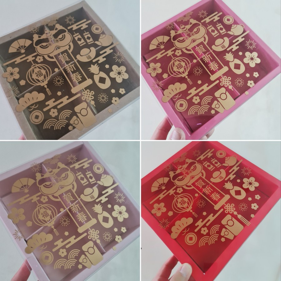 

( 5 pcs ) Dus Mika Sekat 4 Hampers Imlek Kotak Box CNY II Packaging Eggtart Kue Mini Pie