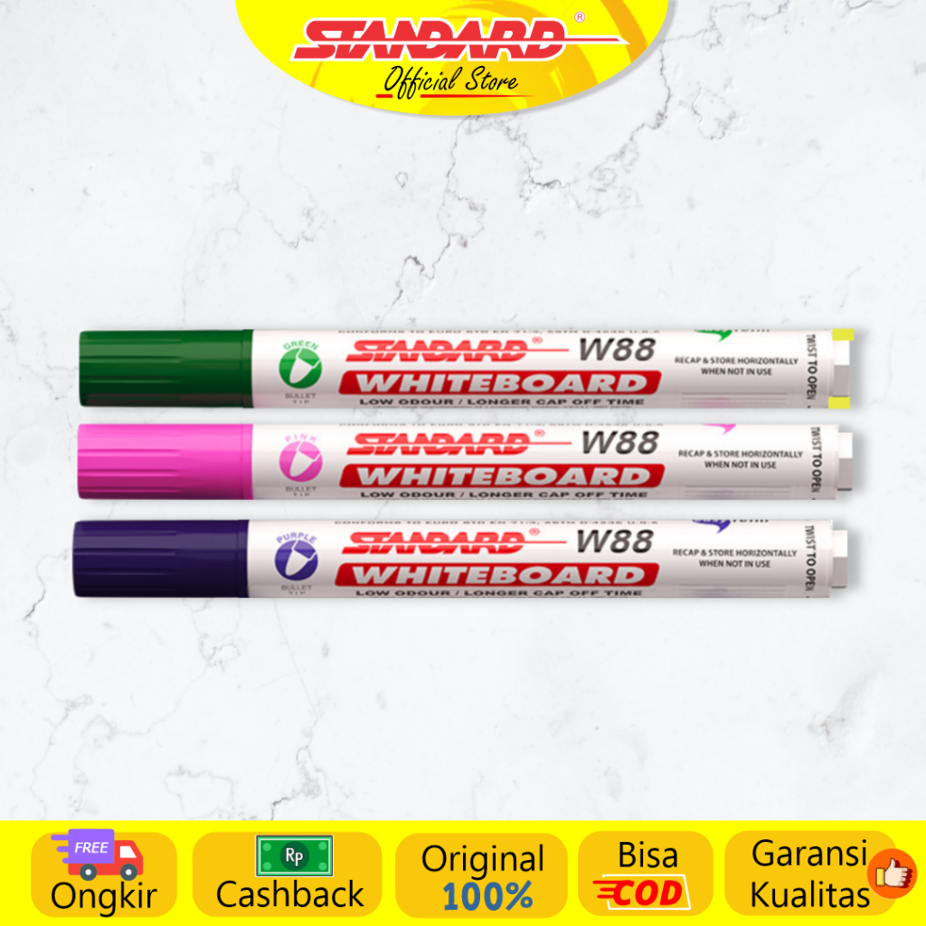 

Standard - W88 Whiteboard Marker Warna Pink, Green, Violet @2 pcs ( Spidol yg bisa dihapus )