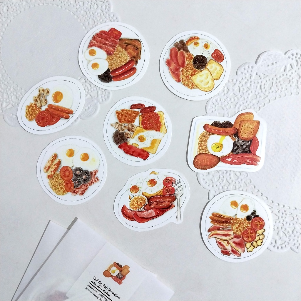 

Full English Breakfast / Food Sticker Pack / Sticker ilustrasi / Sticker Die Cut