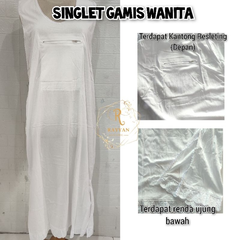 Singlet gamis wanita/singlet gamis haji dan umroh/singlet daleman gamis/singlet gamis saku depan